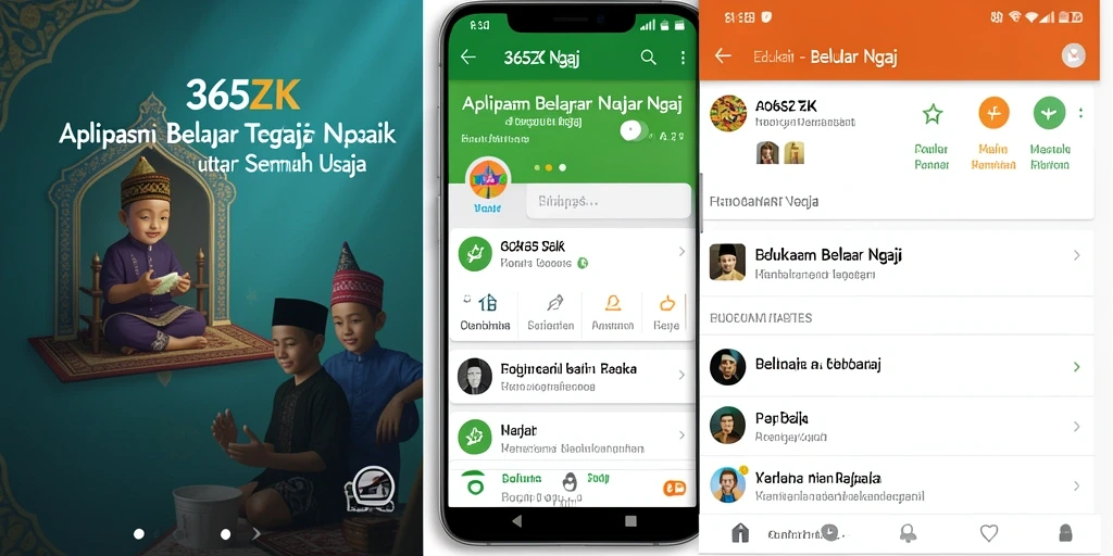 Antarmuka aplikasi 365ZK untuk belajar mengaji dengan menarik.