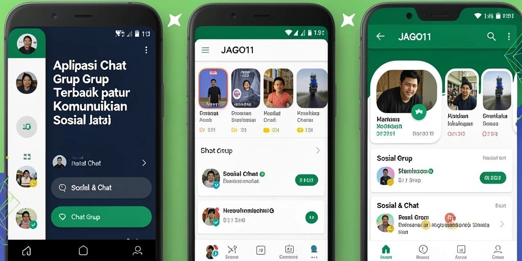 Antarmuka aplikasi JAGO11 menampilkan fungsi Chat Grup yang intuitif dan interaktif.