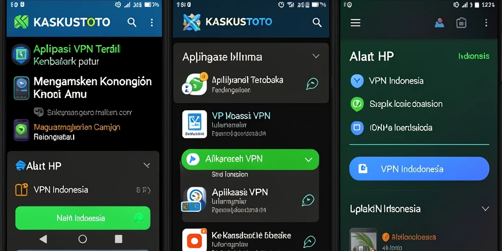 Antarmuka pengguna KASKUSTOTO yang sederhana dan efektif untuk VPN Indonesia.