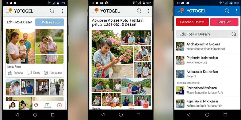 Screenshot aplikasi YOTOGEL menampilkan antarmuka kolase foto yang menarik dan fungsional.